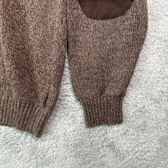 Chaps Ralph Lauren Sweater Mens XL Elbow Patches Thick Cotton Pullover Brown - Picture 5 of 10